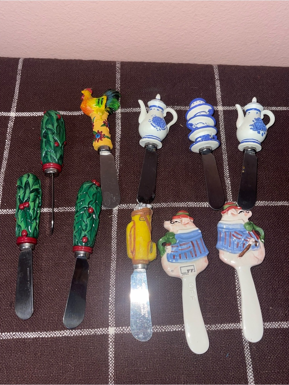 Lot Of 10 Farm Life Cheese Spreaders Boston Warehouse, FF Japan Vintage